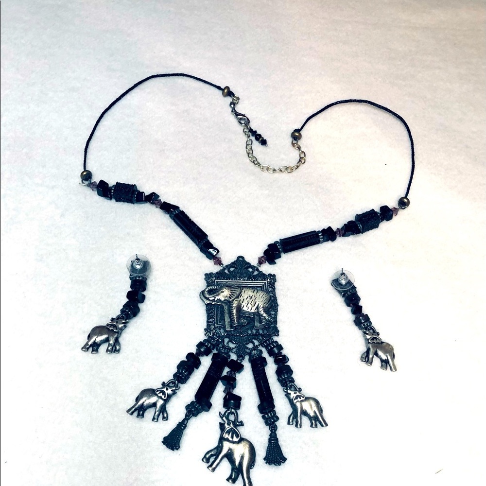 Elephant Necklace + Earrings. Custom Designed-Fab!